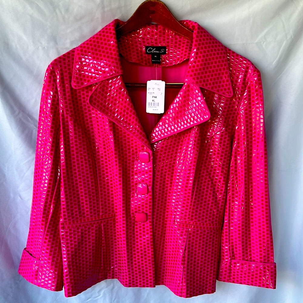 Clara S.  XL hot pink sequined jacket; never been worn; new with tags.
